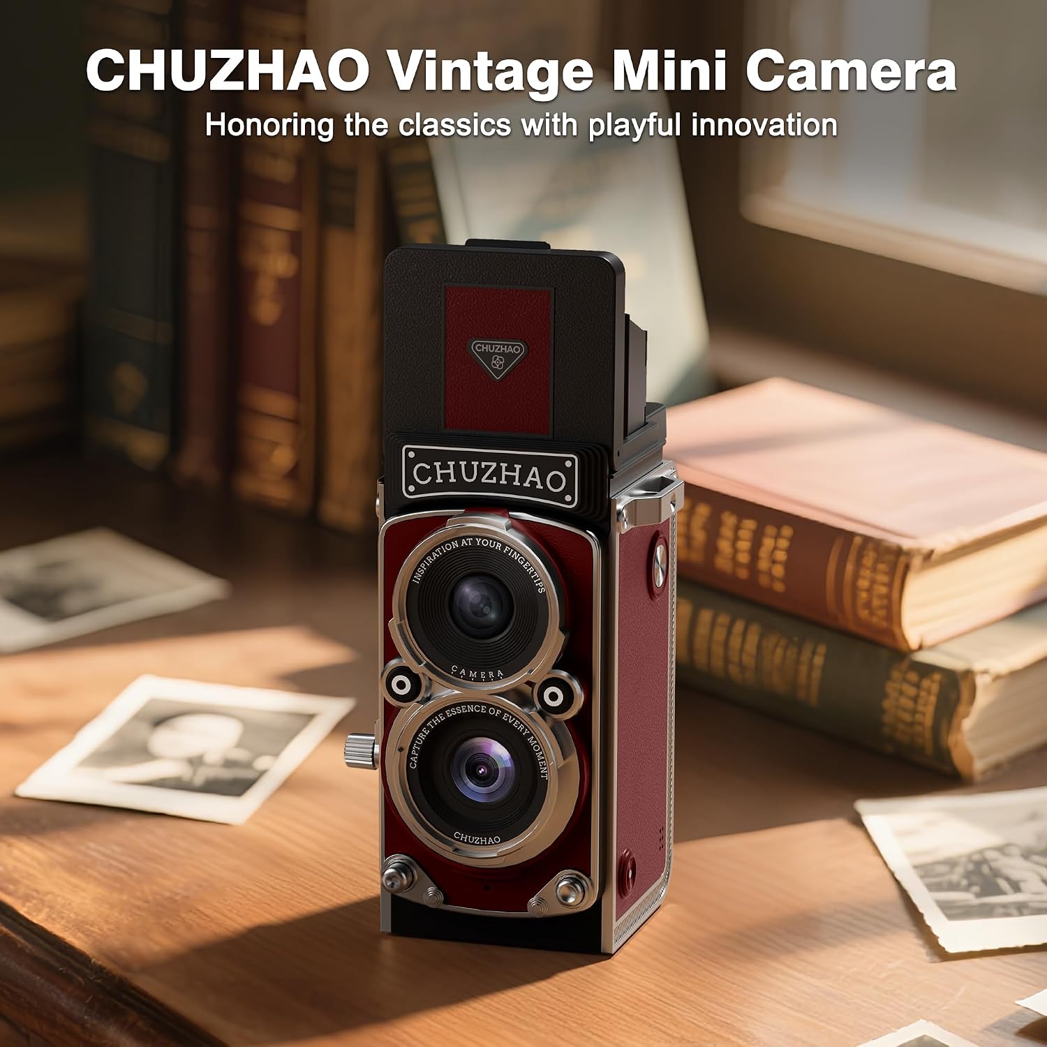 CHUZHAO Mini Cámara Digital Vintage, Estilo TLR Portátil Retro de A...