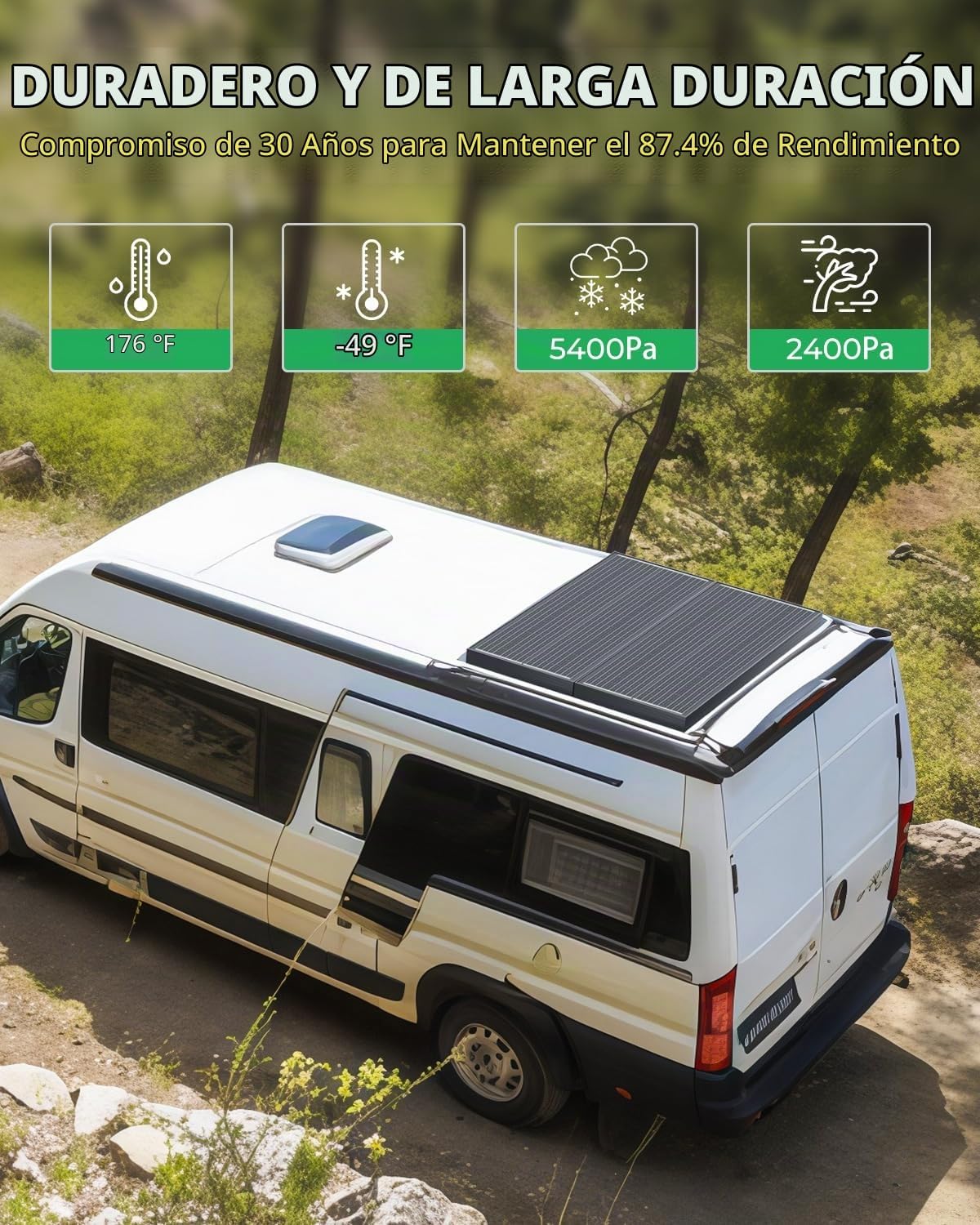 Rvpozwer Panel solar de 18BB 200 W, 2 paneles solares tipo N de 12...