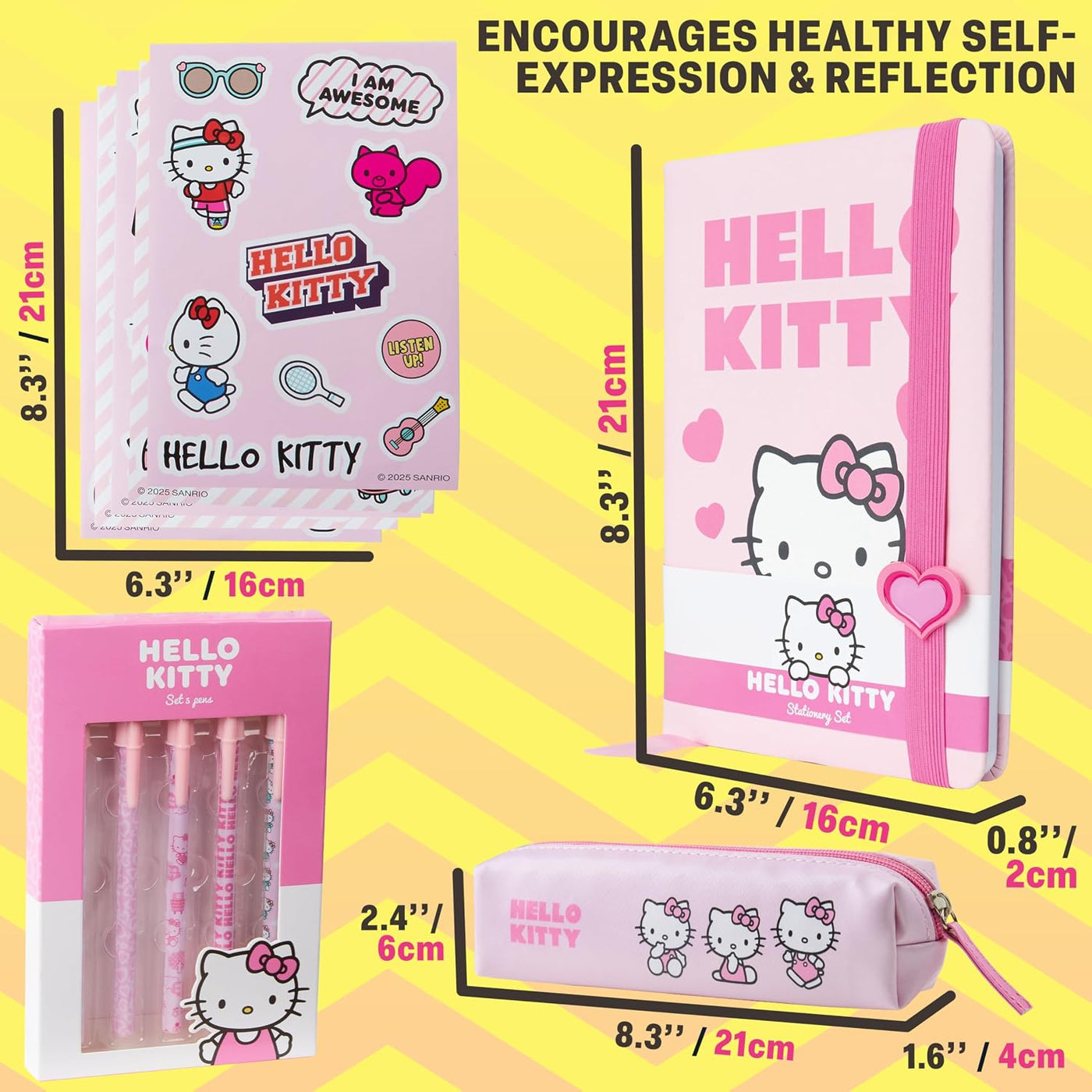 Get Trend Hello Kitty Sanrio - Juego de papelería para niñas, 4 pie...