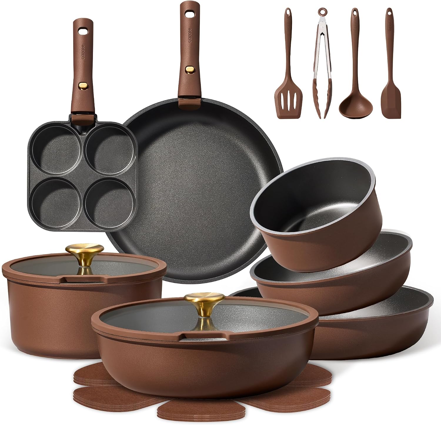 CAROTE Juego de 21 ollas y sartenes, juego de utensilios de cocina...