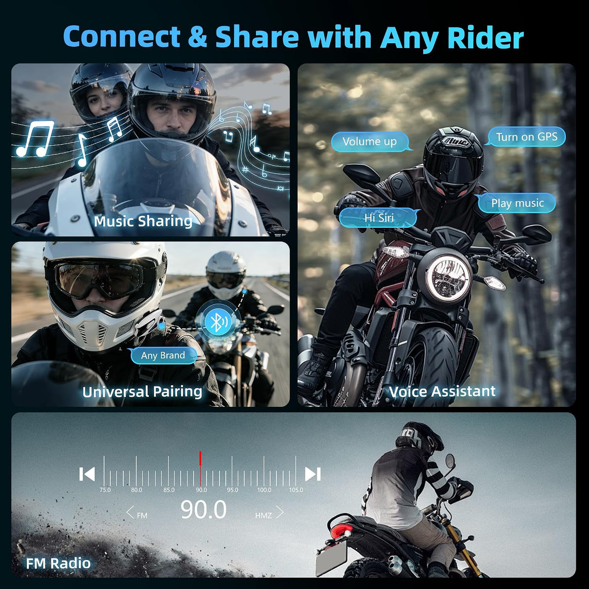 Auriculares Bluetooth para casco de motocicleta, altavoces de casco...