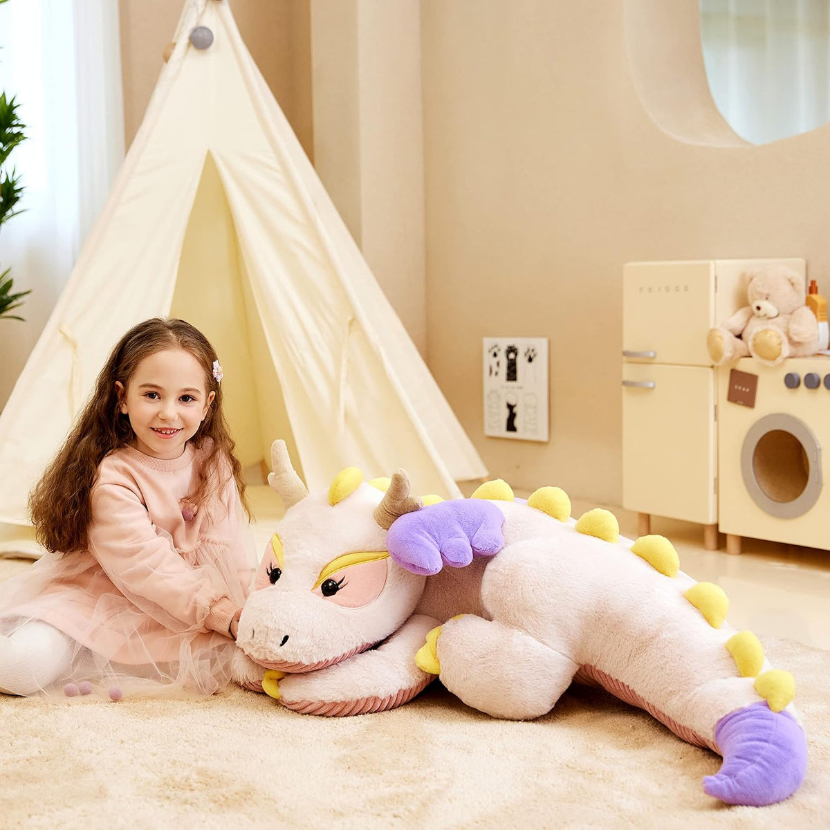 IKASA Juguete de Peluche de Animal de Dragón Gigante, Dinosaurio Gr...
