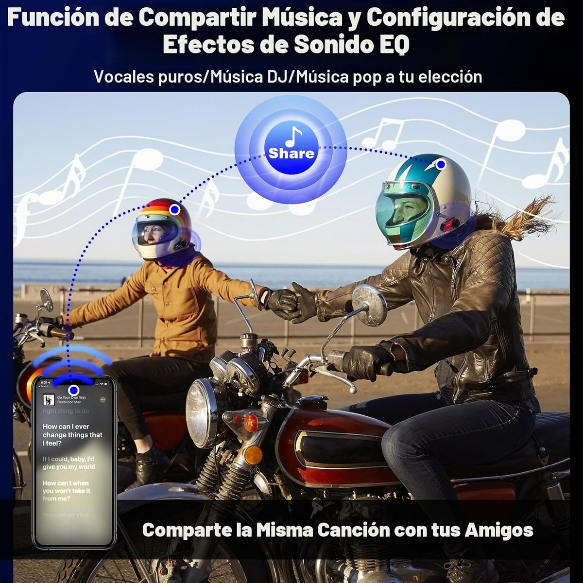 ZOVTIX Auriculares para casco de motocicleta, sistema de comunicaci...