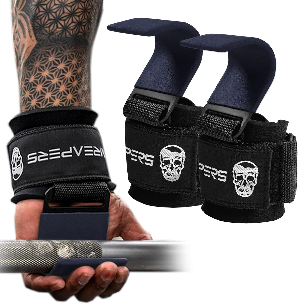 Ganchos para levantamiento de pesas Gymreapers (par), correas de mu...