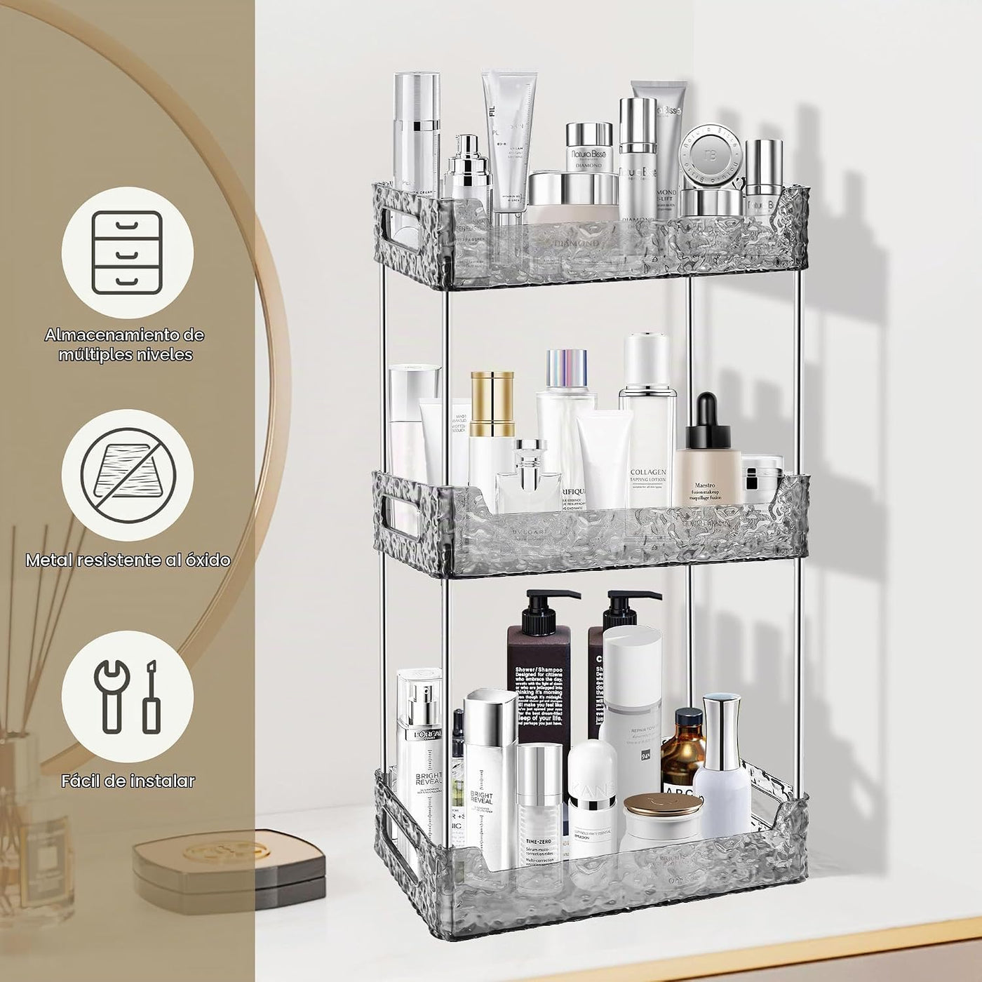 TENDER EPOCH Organizador de encimera de baño de 3 niveles, organiza...