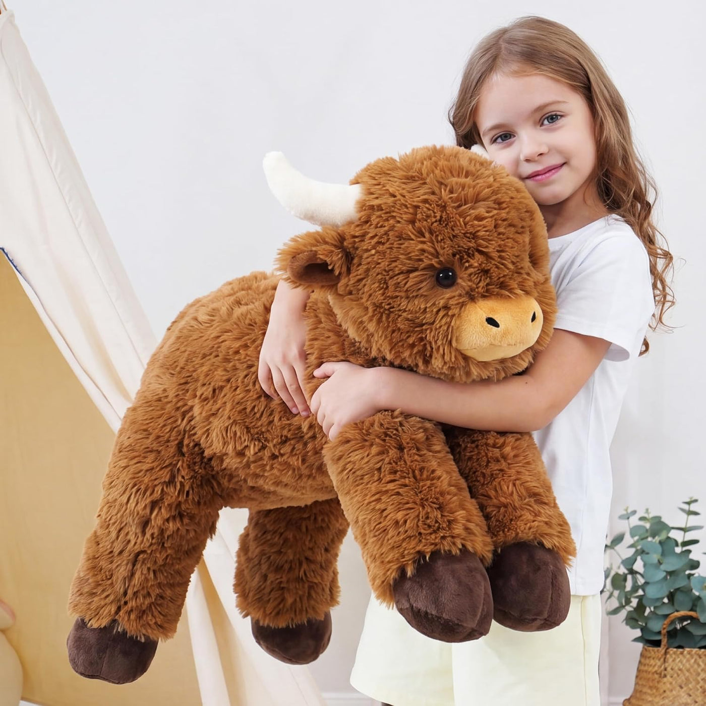Jrystar Animales de peluche gigantes de la vaca de las tierras alta...