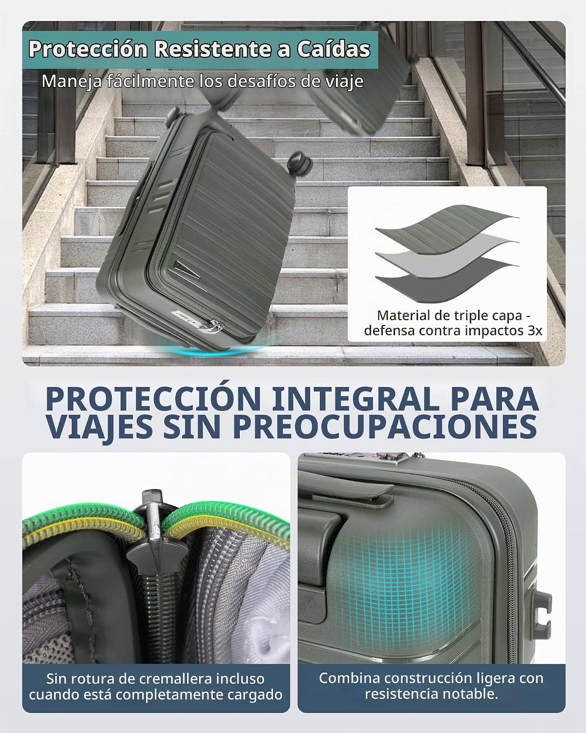 RAINSMORE Maleta de mano expandible de 20 pulgadas, aprobada por ae...