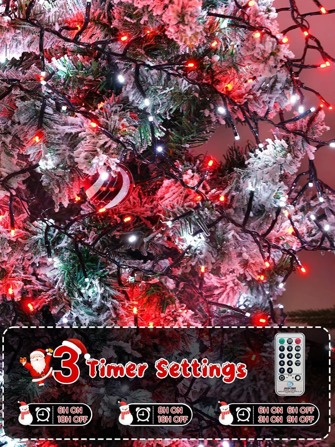 Luces de racimo de Navidad de 50 pies, 1000 luces LED con control r...