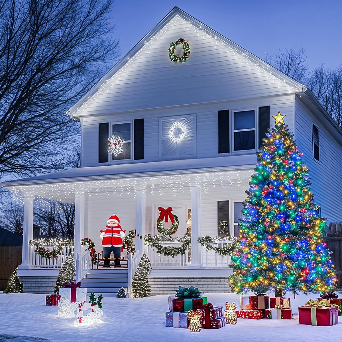 Luces navideñas JMEXSUSS 200LED, cambio de color, cable transparent...