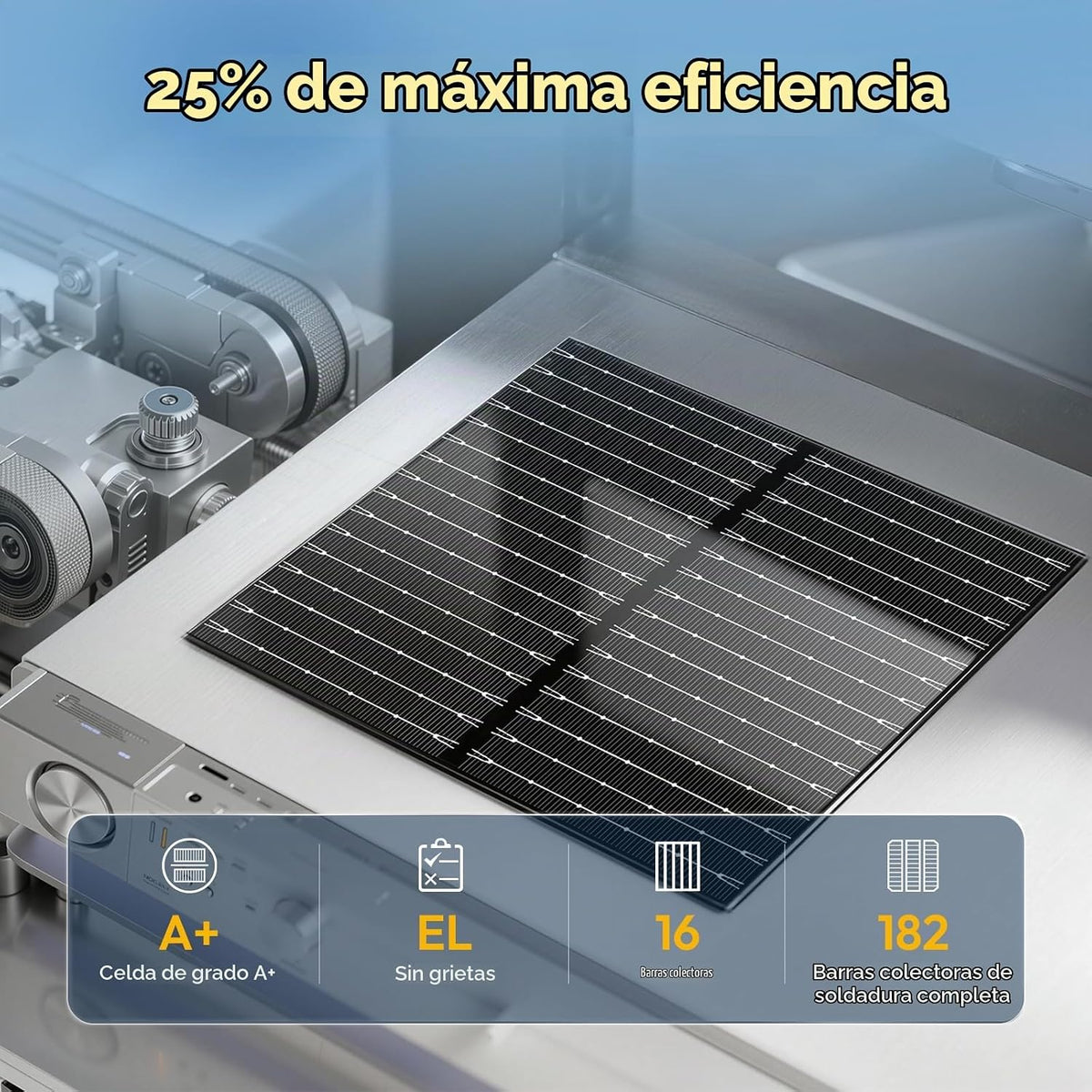 Panel solar tipo N bifacial de 425 vatios, UL 61730, 25% de alta ef...