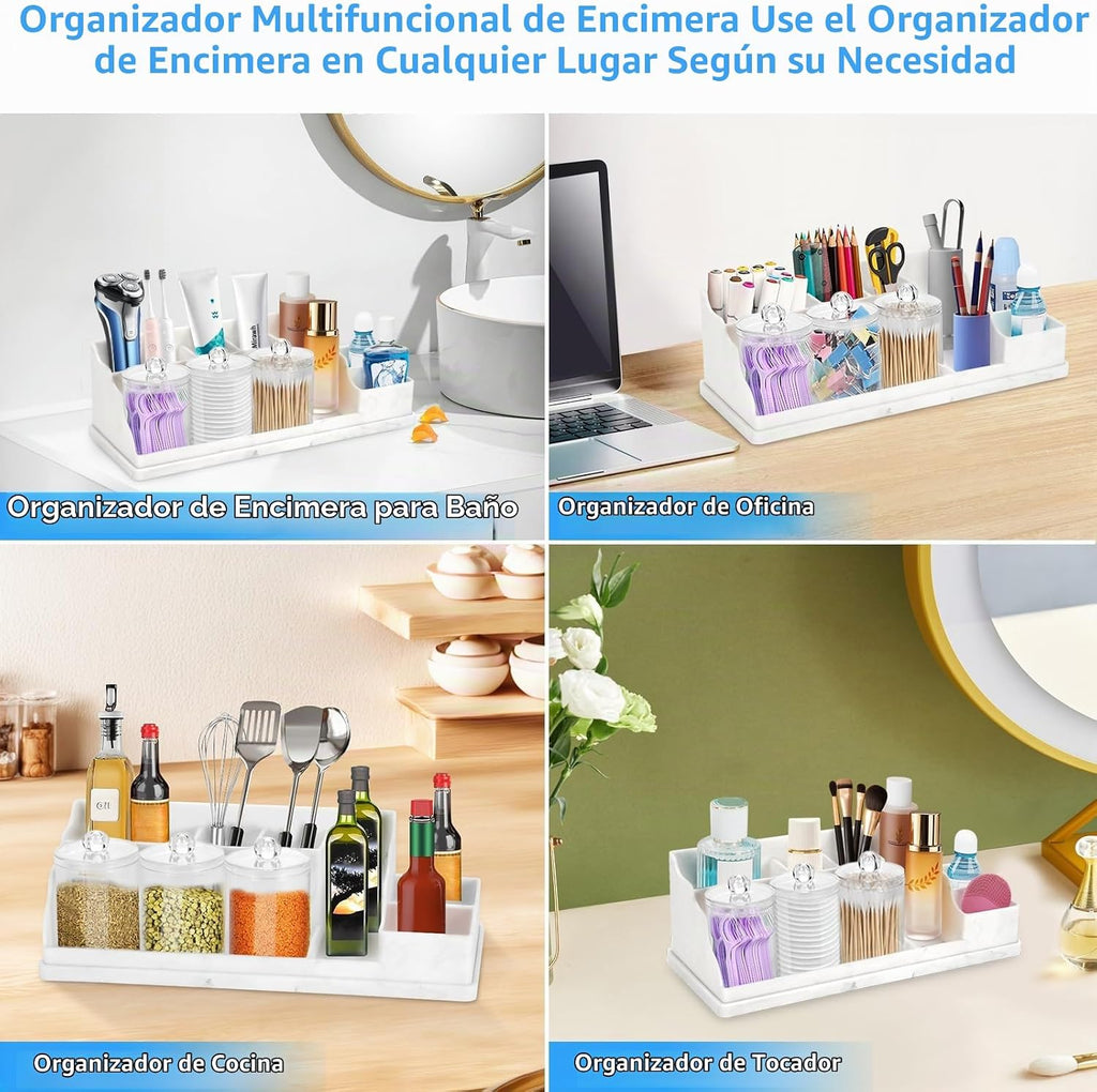 Organizador de mostrador de baño, soportes grandes de silicona blan...
