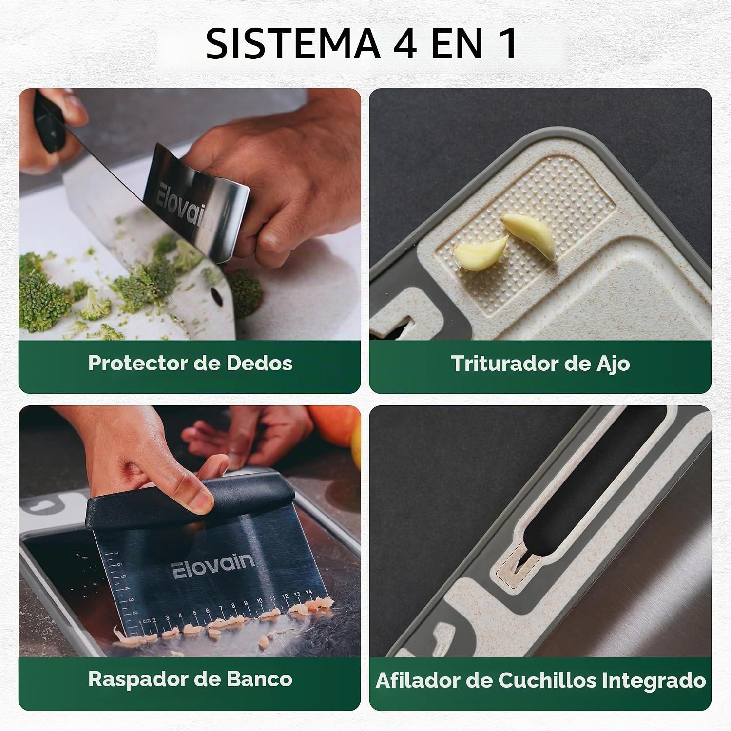 Tabla de cortar de acero inoxidable con afilador de cuchillos incor...