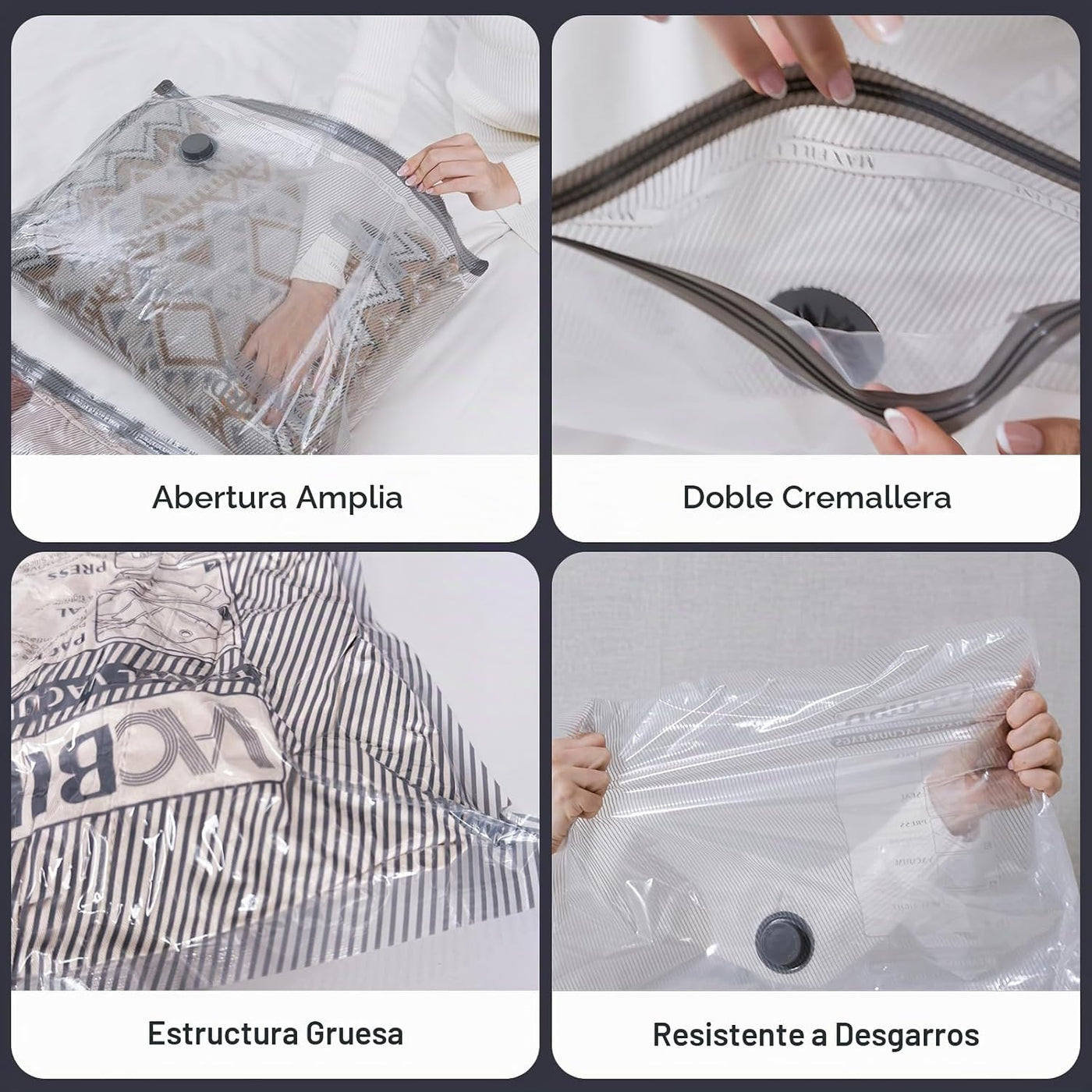 Vacbird Paquete de 9 bolsas de almacenamiento al vacío para viajes,...