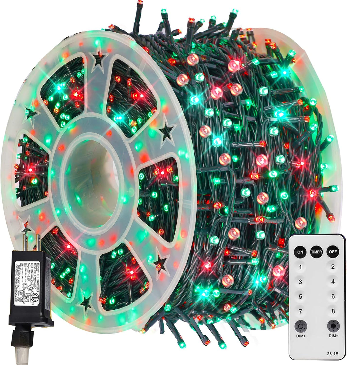 TW SHINE luces de Navidad, 600 luces LED de 196 pies, tira de luces...
