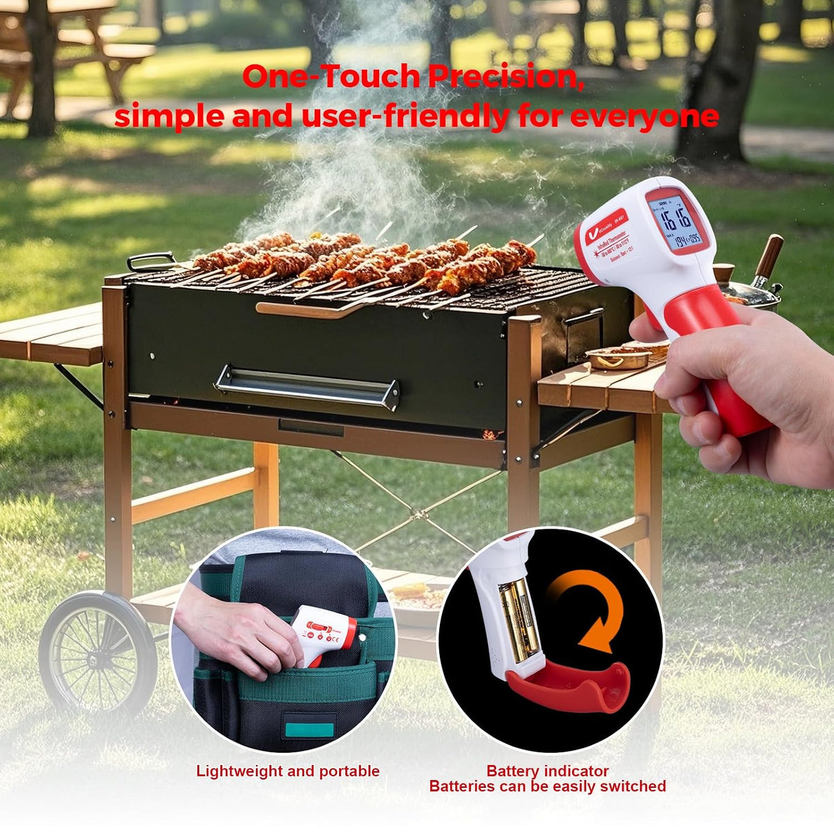 VCooklify Termómetro infrarrojo para carne, pistola de temperatura...