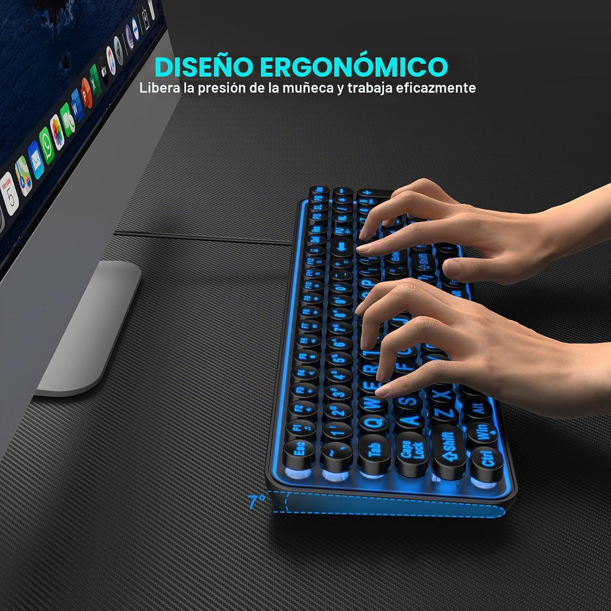 QUASIO Teclado retroiluminado de impresión grande, teclados de comp...