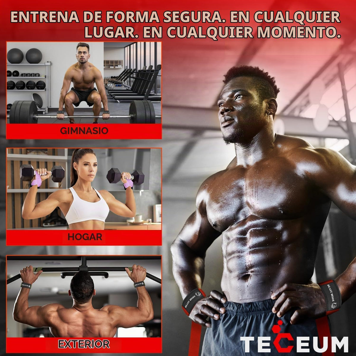 TECEUM Correas de levantamiento para levantamiento de pesas, gimnas...