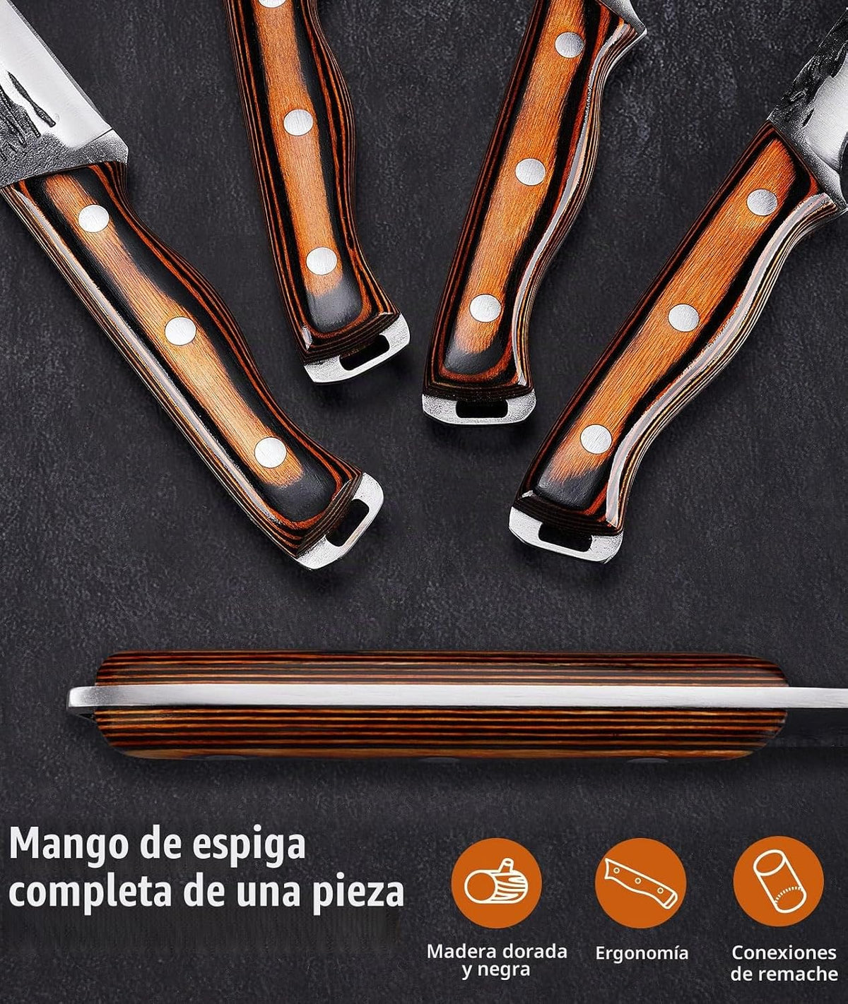 Naitesen 7 piezas de cuchillo de carnicero forjado a mano y cuchill...