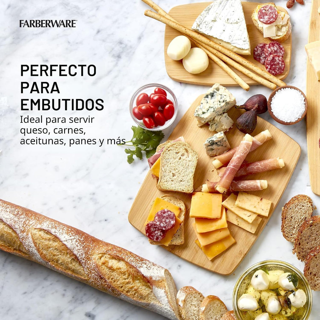 FARBERWARE Juego de tablas de cortar y charcutería reversibles de b...