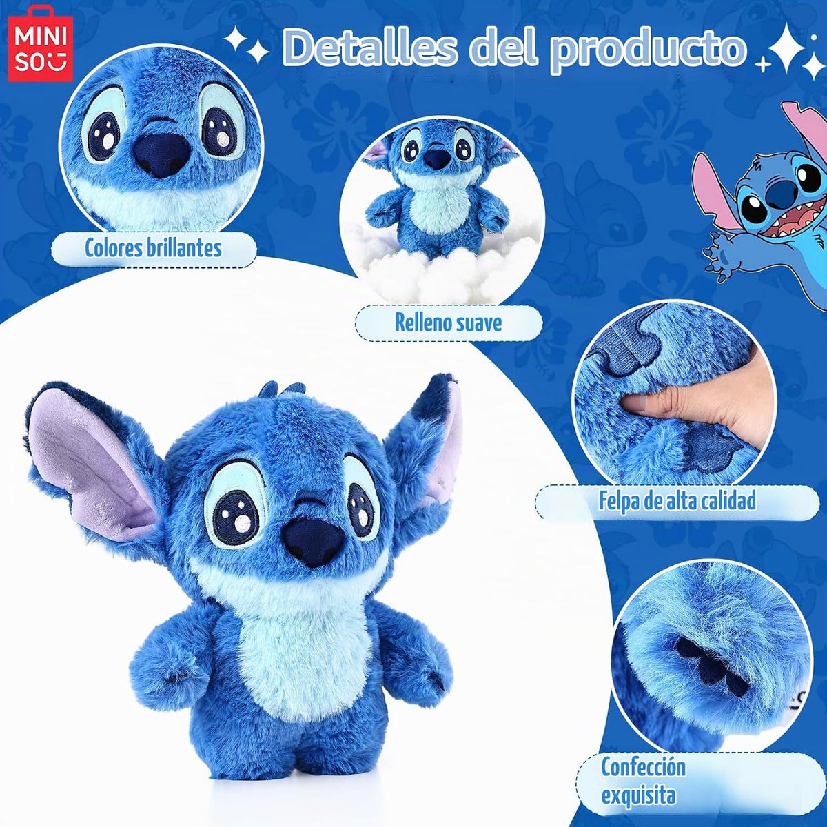 MINISO Disney Stitch - Juguete de peluche Lilo &amp; Stitch, colecc...