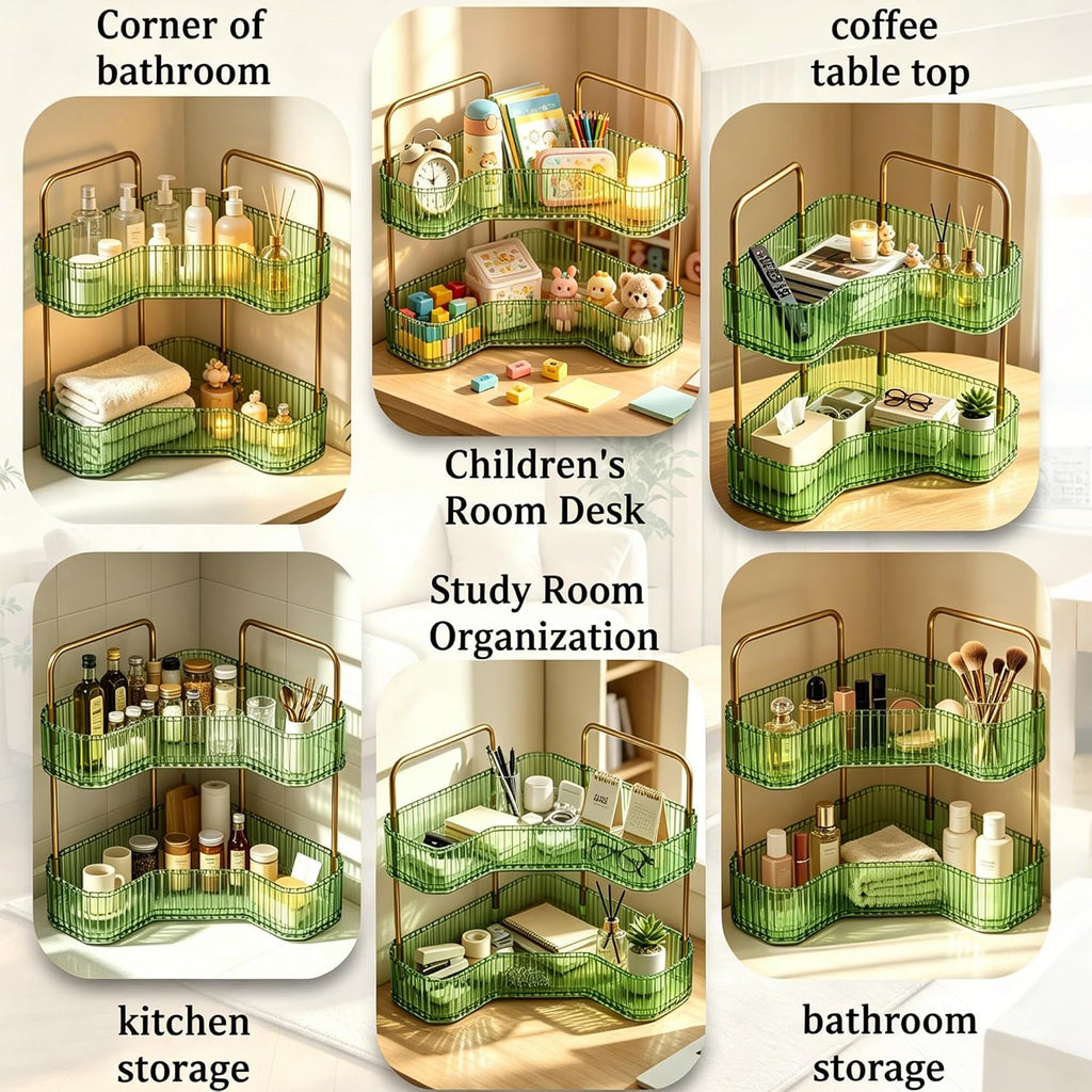 Organizador de baño esquinero de 2 niveles, estante para mostrador...