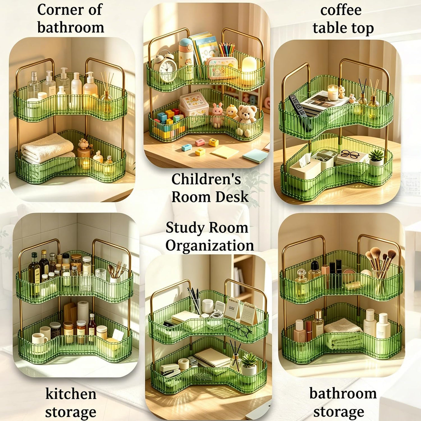 Organizador de baño esquinero de 2 niveles, estante para mostrador...