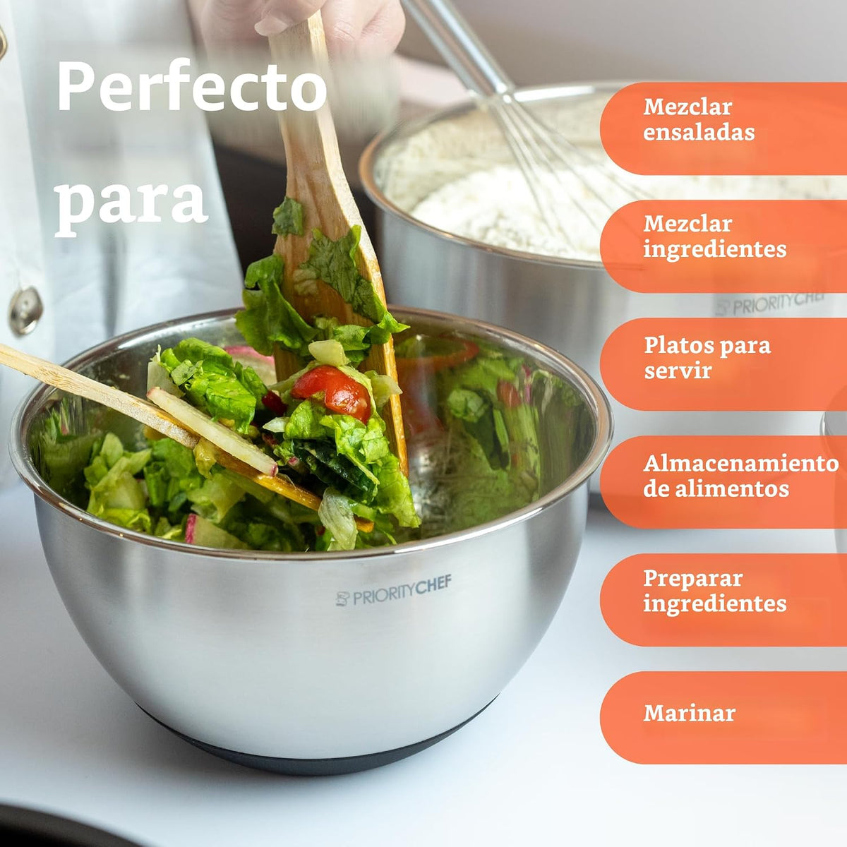 Priority Chef Juego de tazones de mezcla de alta calidad con tapas,...