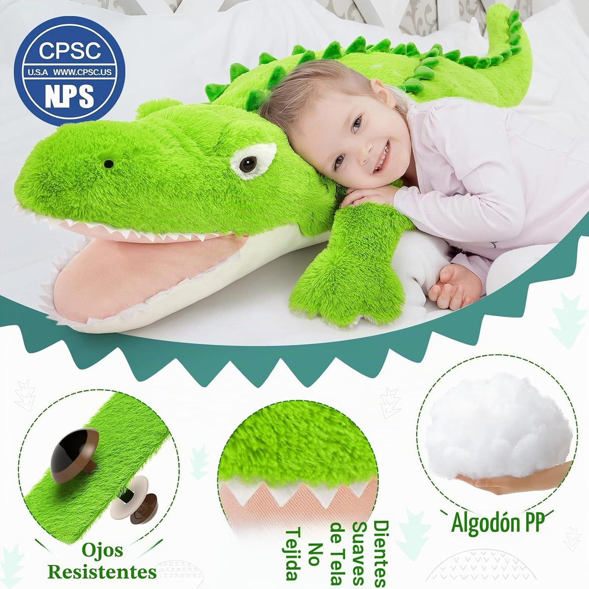Tezituor Animales de peluche de cocodrilo gigante de 51 pulgadas, a...