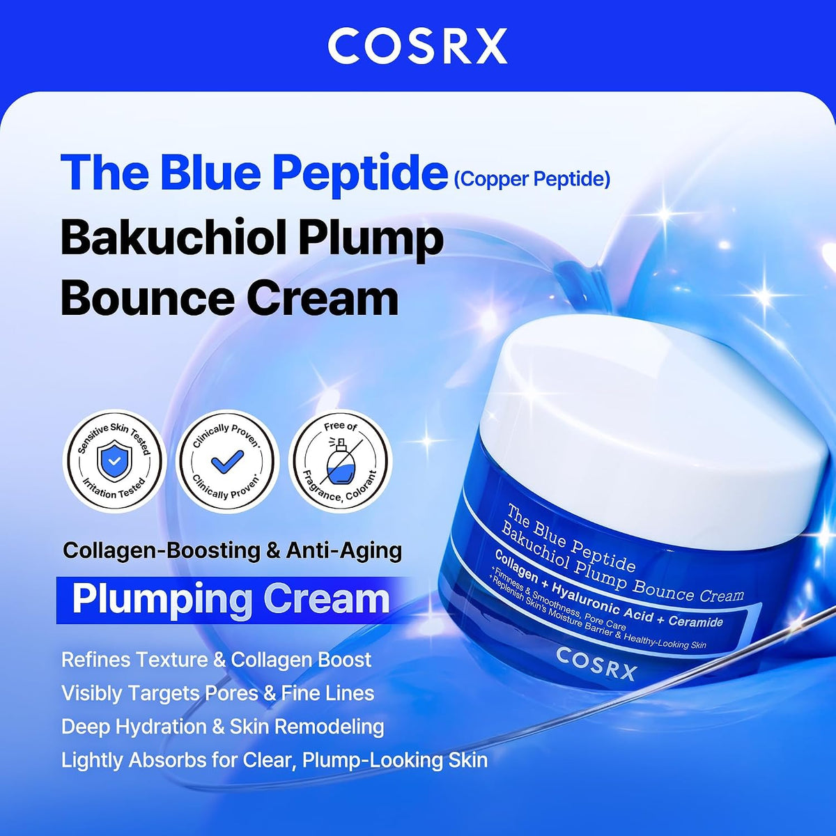 COSRX The Blue Copper Peptide Bakuchiol Cream, antienvejecimiento c...