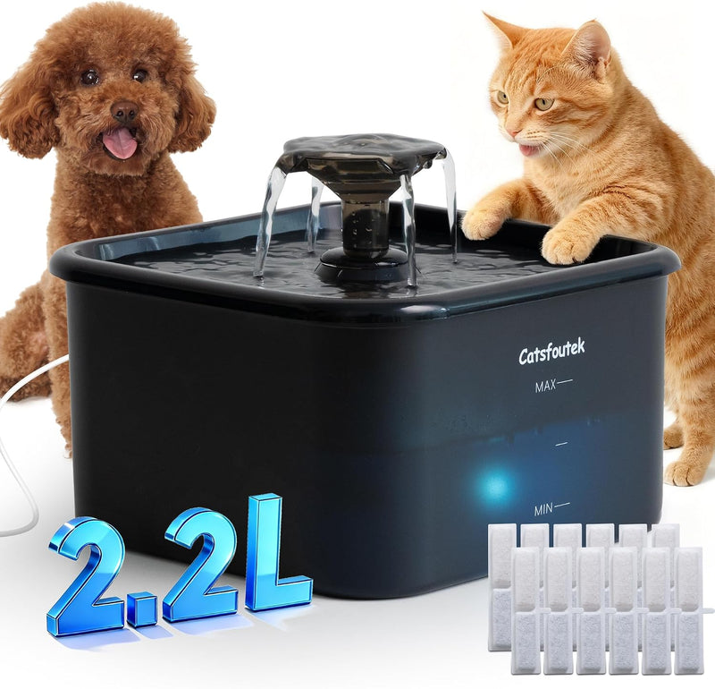 Fuente de agua para gatos, 74 oz\/2.2 L, fuentes de agua Catsfoutek...