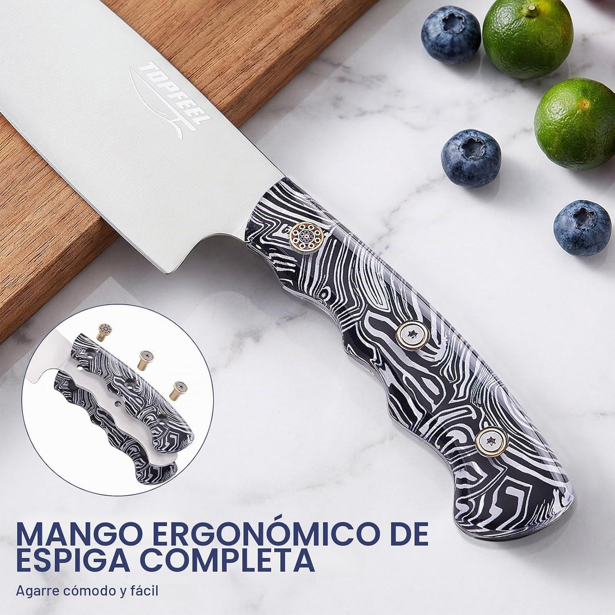 Topfeel - Juego de cuchillos de cocina de 3 piezas, acero inoxidabl...