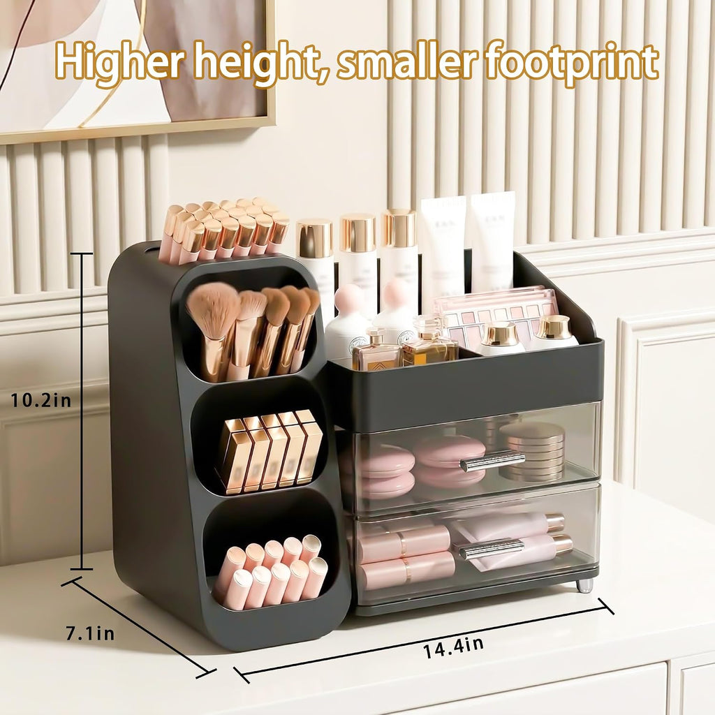 Organizador de maquillaje de gran capacidad con soporte para brocha...