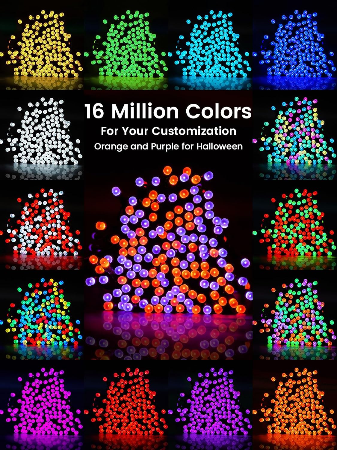 Guirnalda de luces navideñas inteligentes con cambio de color, cont...