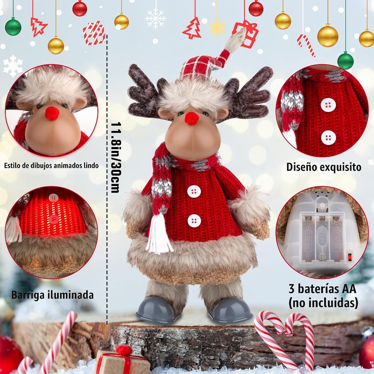 WeDoSoy - Reno Eléctrico con Canto, Baile, Animatrónico Navideño Mu...