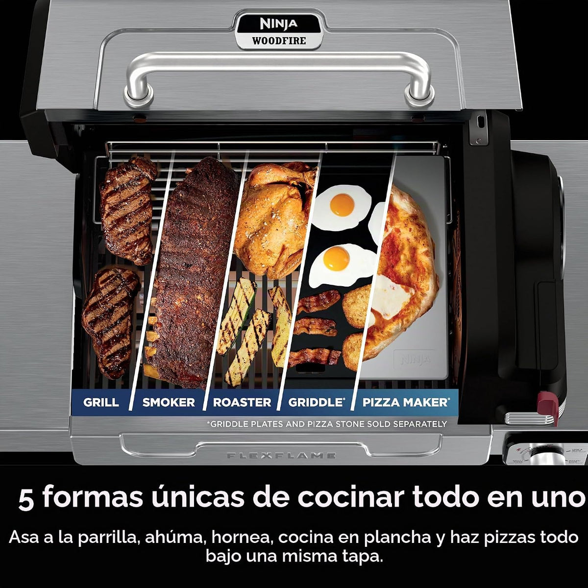 Ninja FlexFlame, Master Grill Pack, sistema de cocción eléctrico y...