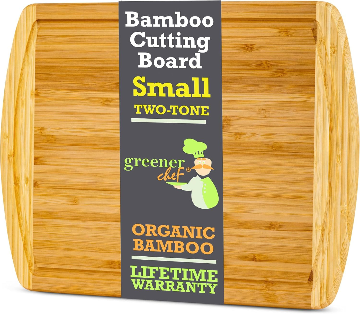 GREENER CHEF Tabla de cortar pequeña de bambú de 12 pulgadas con re...