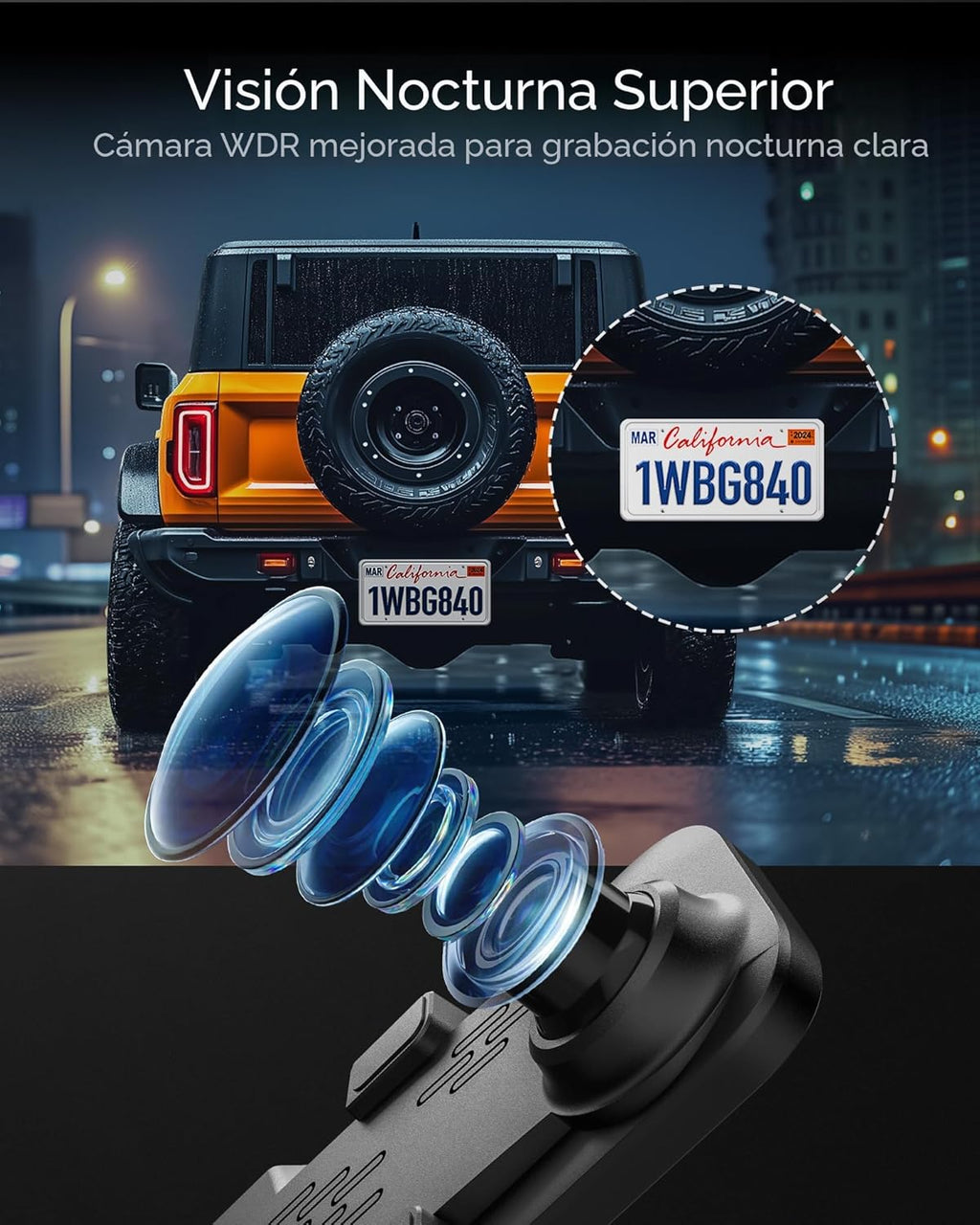 WOLFBOX G840S Cámara de Tablero con Espejo 4K de 12", Cámara de...