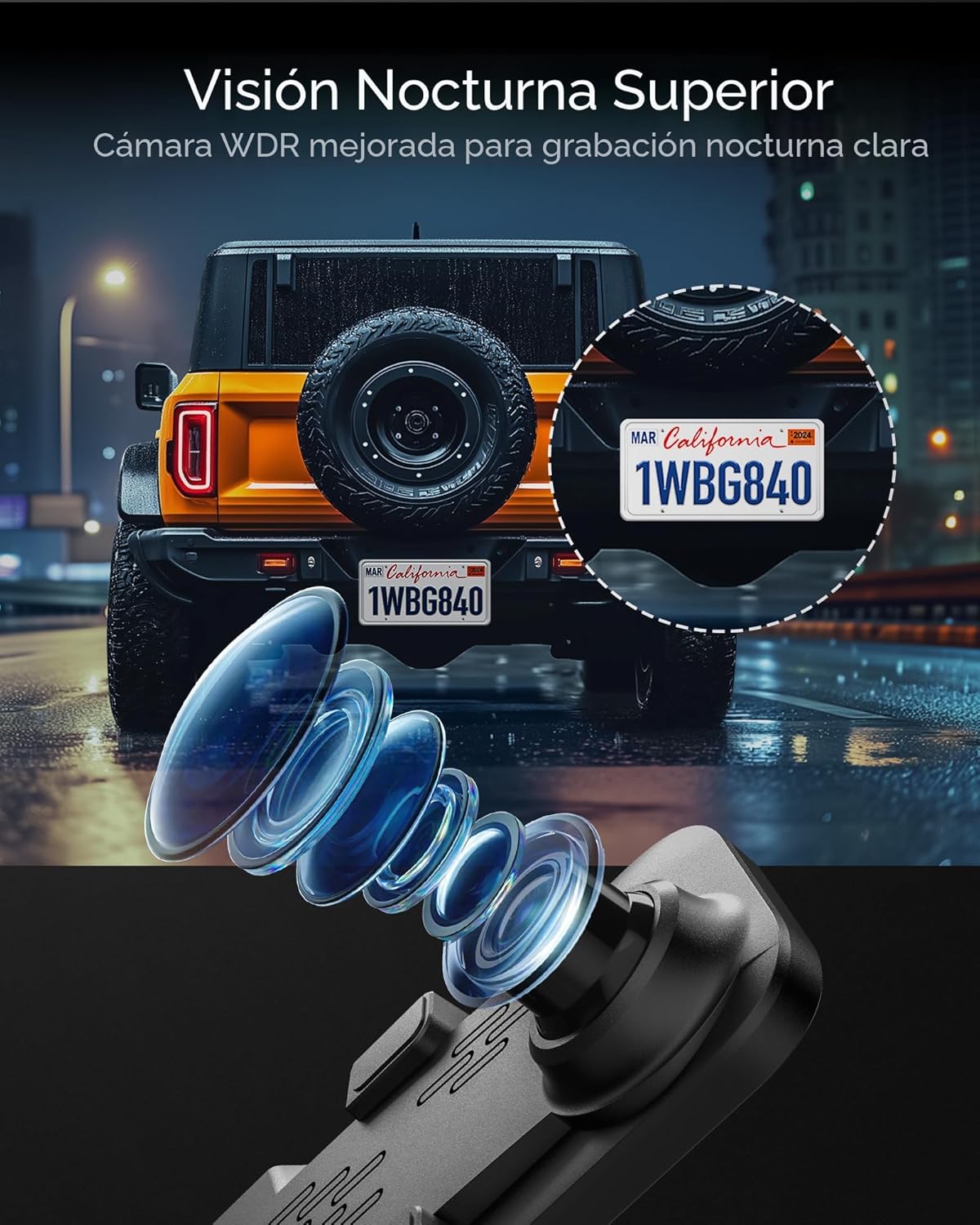 WOLFBOX G840S Cámara de Tablero con Espejo 4K de 12", Cámara de...