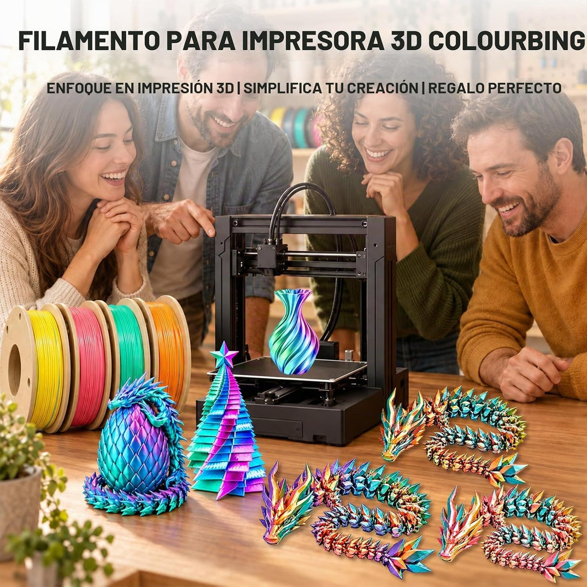 Colourbing Paquete de filamentos para impresora 3D de seda PLA+, br...