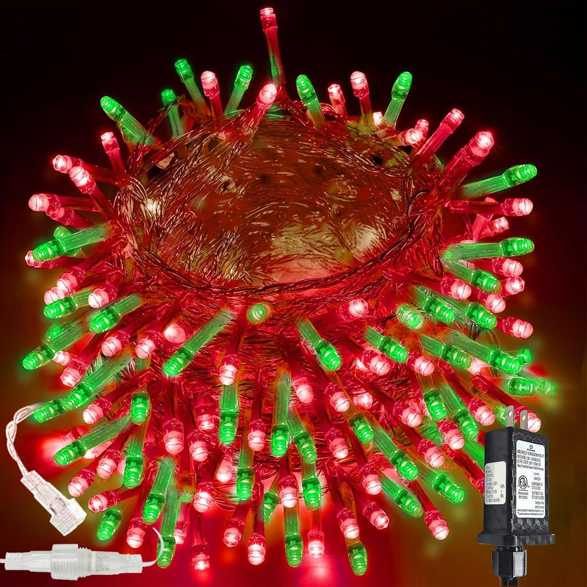 Guirnalda de 200 luces LED conectables, luces de Navidad de 66 pies...