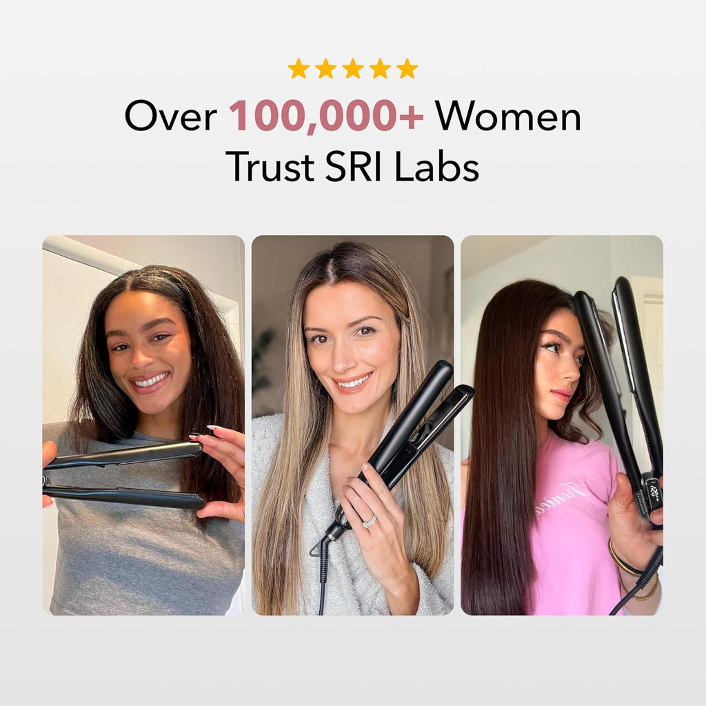Plancha de pelo con plancha plana SRILabs StyleQ y terapia de luz r...