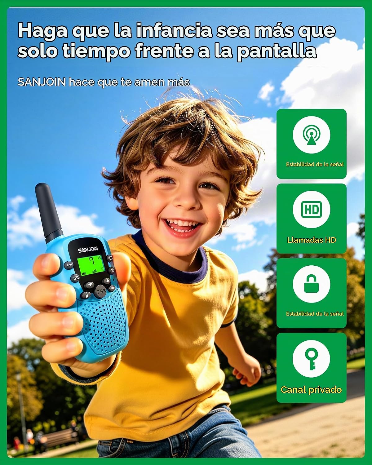 Walkie Talkies recargables para niños, 2000 mAH duran 3-4 días, rad...
