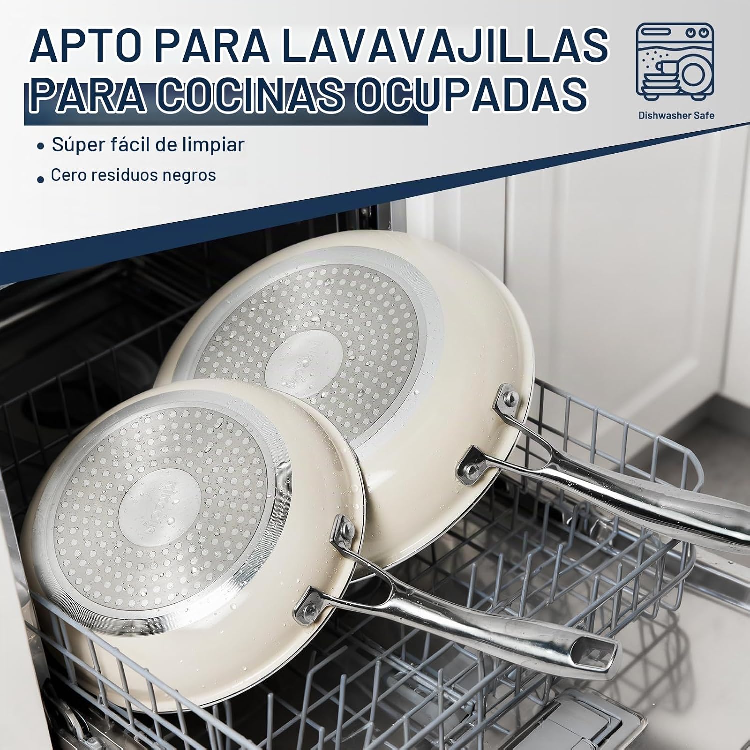 Kikcoin Sartenes antiadherentes con tapa, paquete de 3 sartenes de...