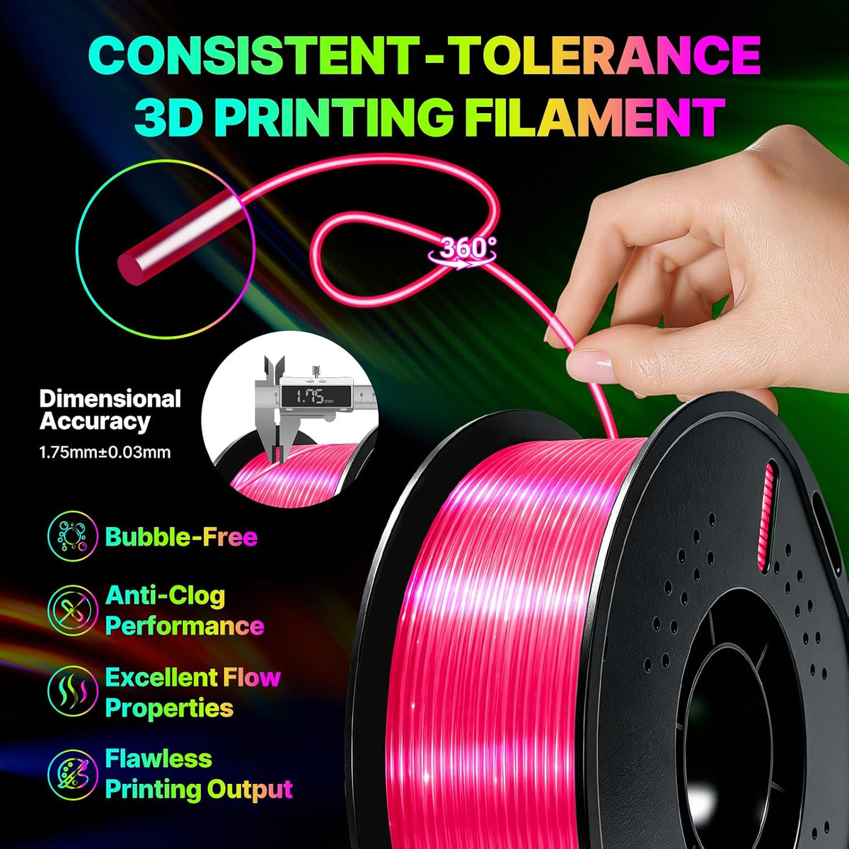 Colourbing Filamento flexible de TPU 95A para impresora 3D, suave y...