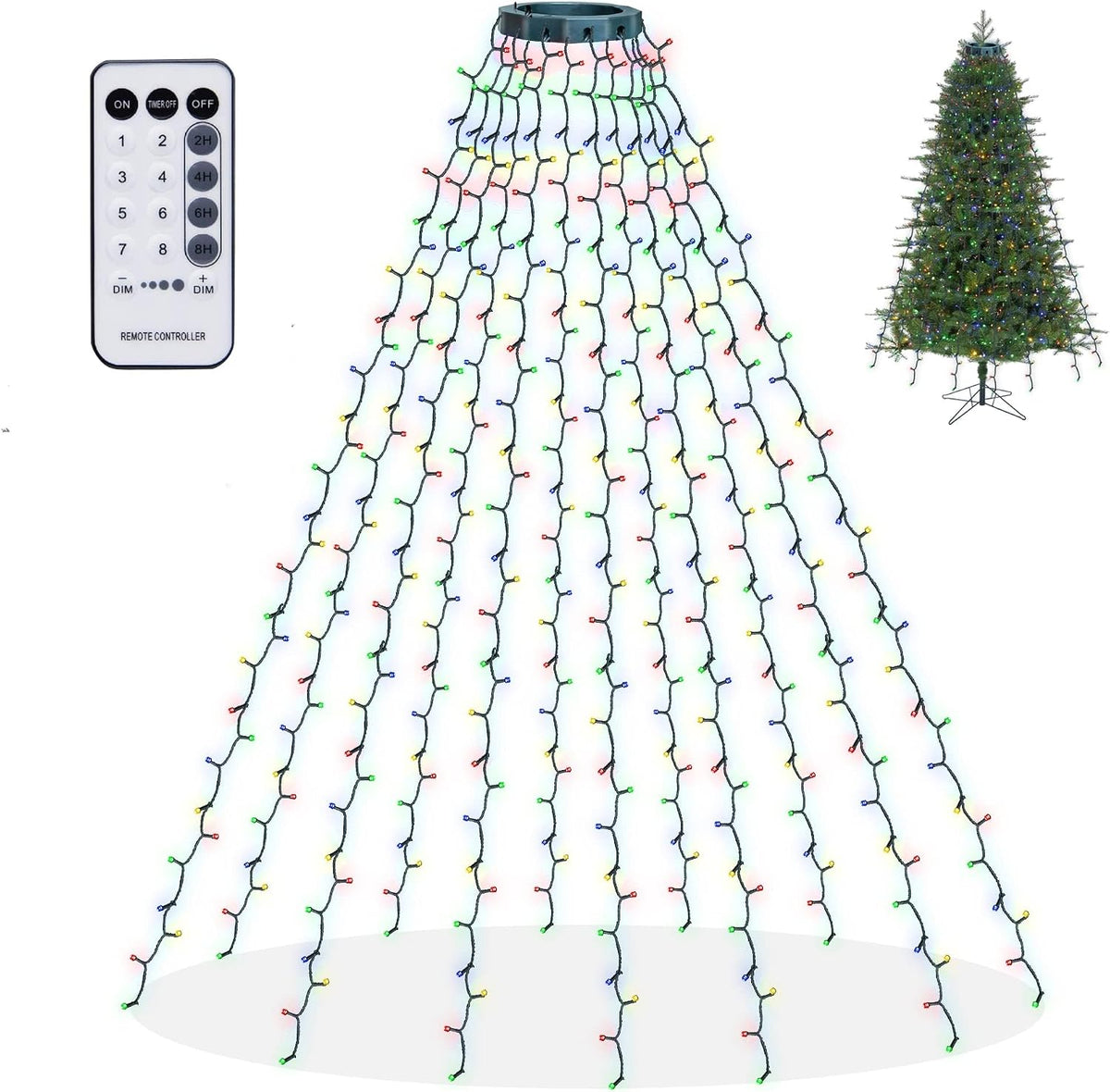 Dazzle Bright - Luces de árbol de Navidad, 448 luces LED en cascada...