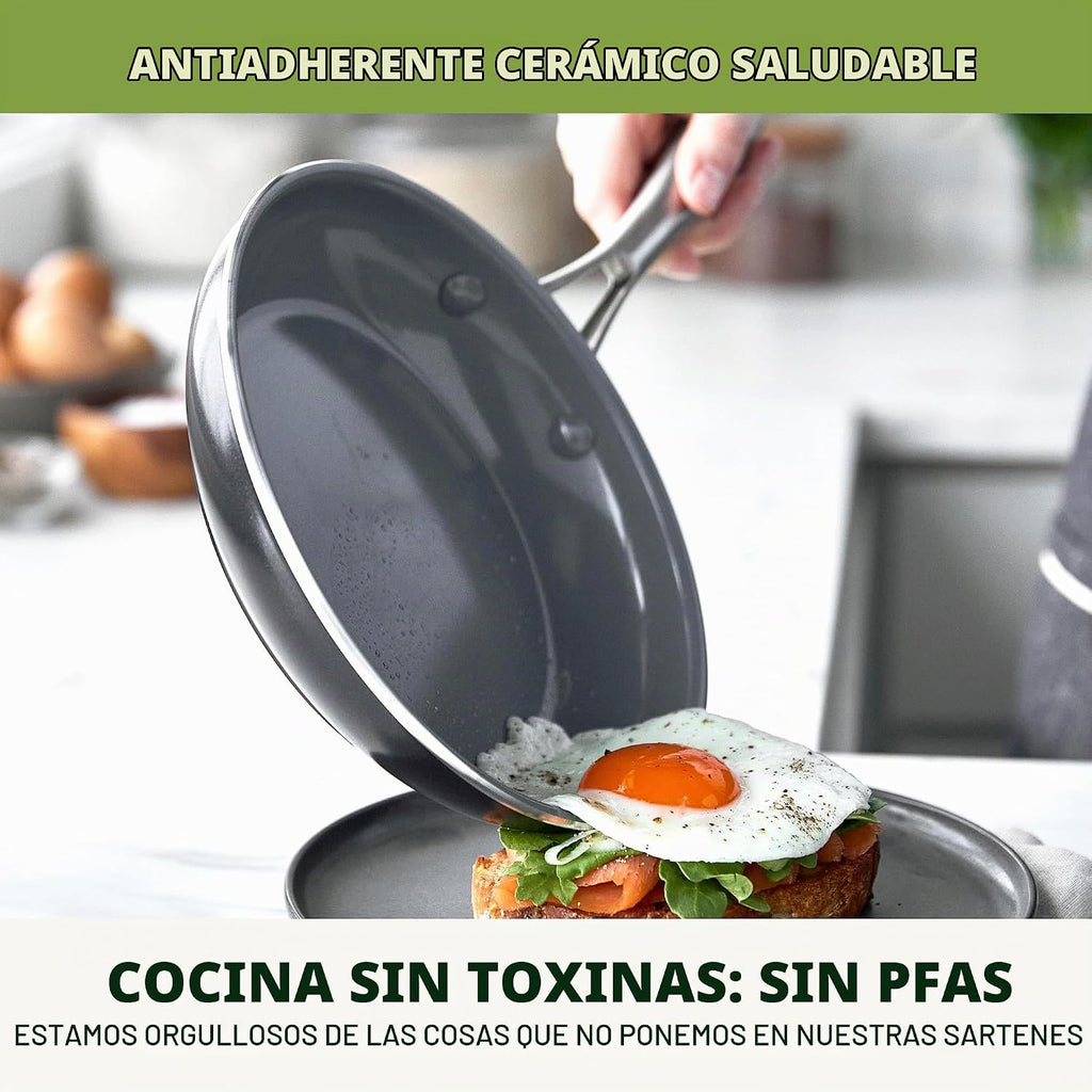 GreenPan Swift - Juego de sartenes antiadherentes de cerámica salud...