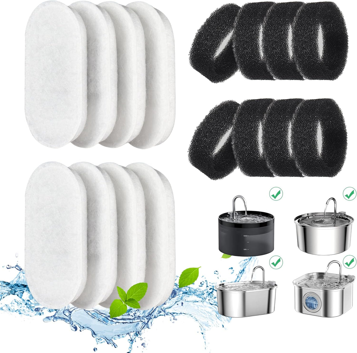 DOOOB - Filtro de fuente de agua para gatos, paquete de 16 filtros...