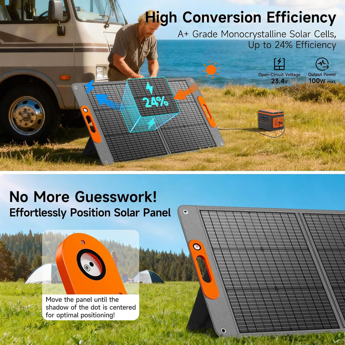 Panel solar portátil de 100 W para estación de energía, cargador de...