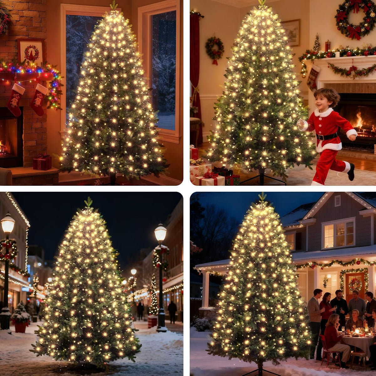 Luces de árbol de Navidad, luces blancas cálidas de Navidad para in...