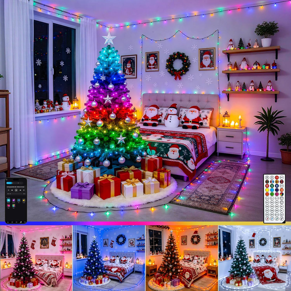 JMEXSUSS 250 luces LED inteligentes que cambian de color para Hallo...